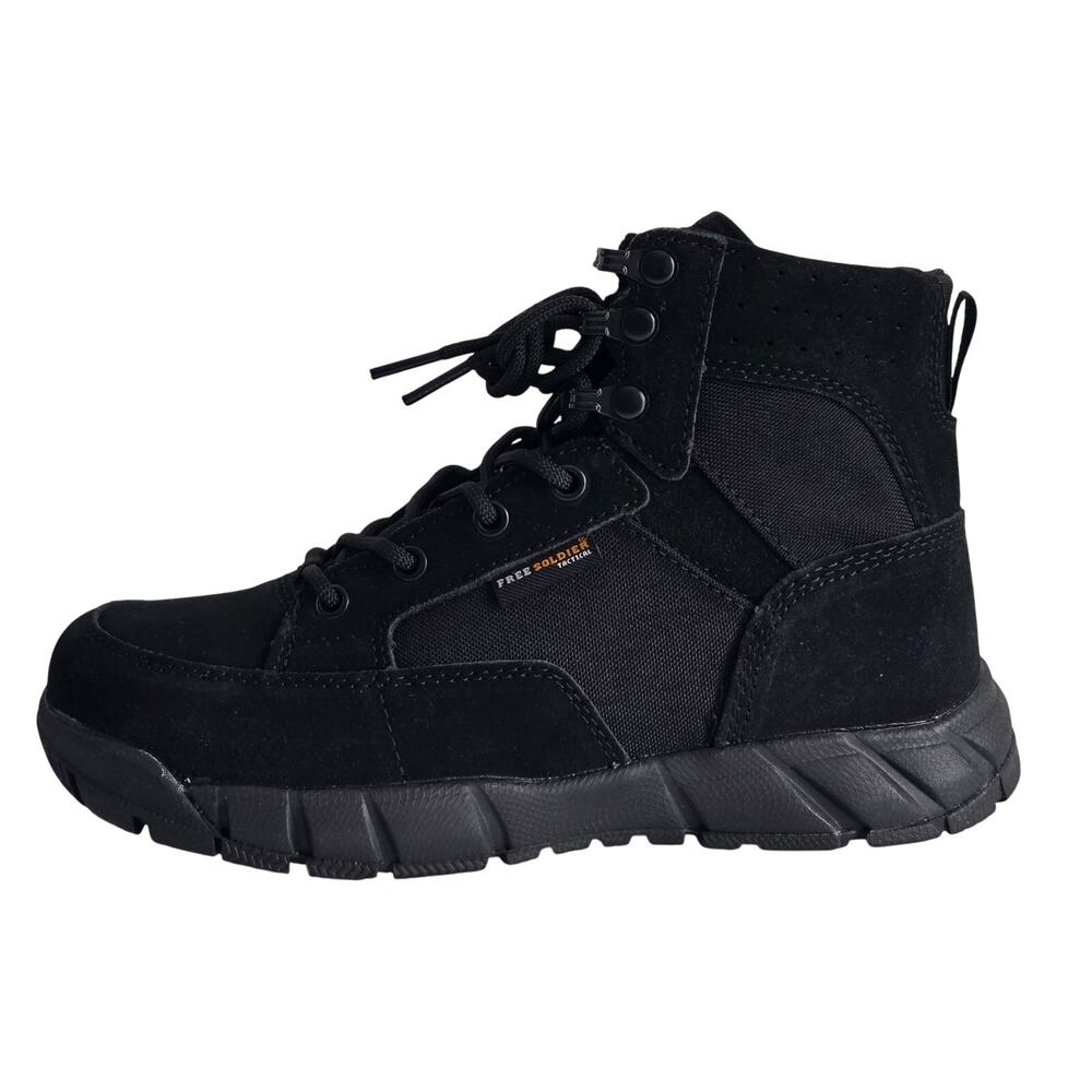 Free Soldier Tactical Military Combat Work Boots Black Suede & Fabric Men's 7